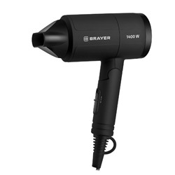 Фен BRAYER 3040BR, 1400 Вт, 2 скорости, складная ручка, шнур 1.8 м, чёрный