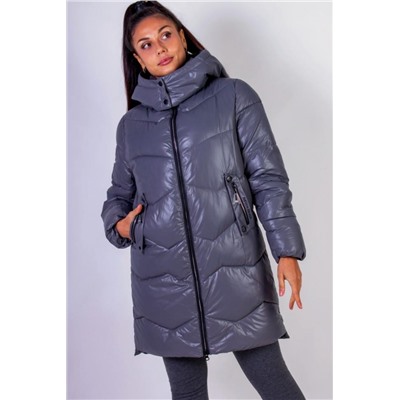 Зимняя куртка стеганная с капюшоном арт. 811 (Серый)