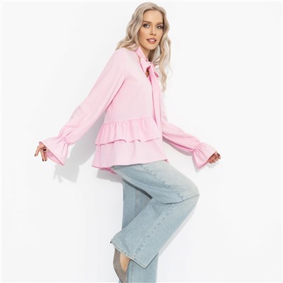 Блуза свободного кроя, Стильный нюанс (розовая)