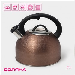 Чайник Доляна Snow, 3 л, со свистком, индукция, нержавеющая сталь, золотистый