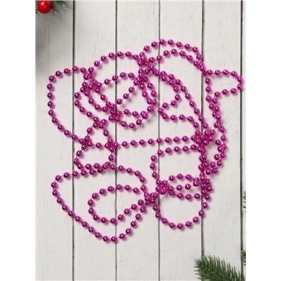 Бусы на ёлку «Шар», длина 2.7 м, d=7 мм, малиновые