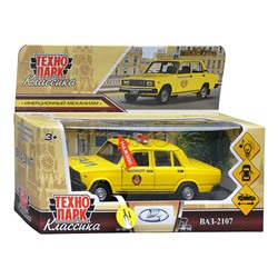 Машина металл ВАЗ-2107 Полиция 12 см, (св-зв, дв, баг,ин, желтый) инерц., в коробке