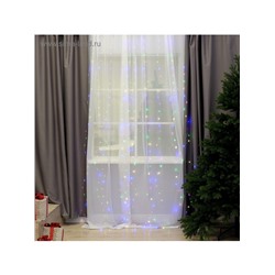 Гирлянда «Занавес» 2.8×3 м роса на крючках, с пультом, IP20, серебристая нить, 300 LED, свечение мульти, 8 режимов, USB