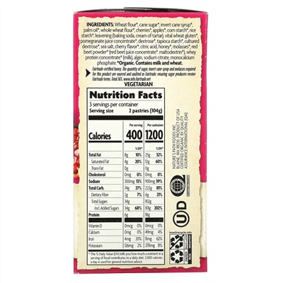Nature's Path, Organic Flavored Toaster Pastries, Frosted Cherry Pomegranate, 6 Pastries, 11 oz (312 g)