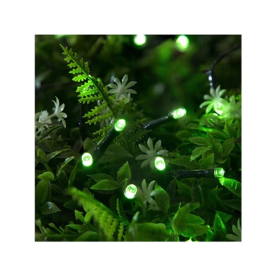 Гирлянда «Нить», 10 м, уличная, IP44, 100 LED, 2 режима, солнечная батарея, тёмная нить, свечение зелёное