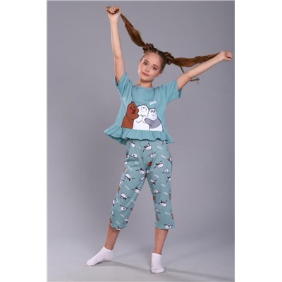 Пижама для девочки Три медведя арт. ПД-021-047 (Бирюза)