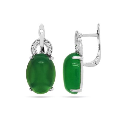 Серьги из серебра нефрит, МЦВ065