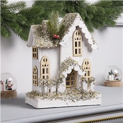 Фигура деревянная «Хижина», 28×21×11 см, 5 LED, батарейки AAx2 (не в комплекте), свечение теплое белое