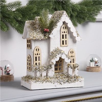 Фигура деревянная «Хижина», 28×21×11 см, 5 LED, батарейки AAx2 (не в комплекте), свечение теплое белое