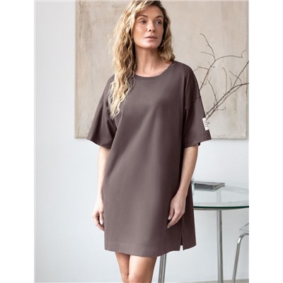 Свободное платье-футболка с разрезами и принтом из 100% хлопка