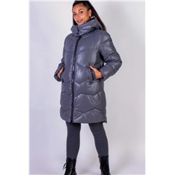 Зимняя куртка стеганная с капюшоном арт. 811 (Серый)