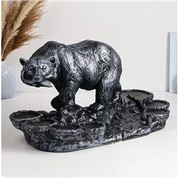 Подставка для бутылки «Медведь», 45×23×25 см, серебро