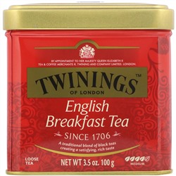 Twinings, Классический, листовой чай «Английский завтрак», 3.53 унций (100 г)