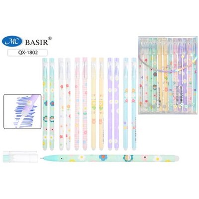 Ручка гелевая "Пиши-стирай" "ELEGANT FLOWERS" синяя 0.5 мм 1802 Basir