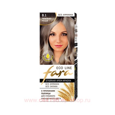 РК Fara Eco Line Стойкая крем-краска для волос тон 8.1 пепельно-русый