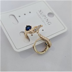 Серьги коллекция "Xuping" покрытие позолота, вставка: фианиты, цвет: прозрачный и синий, арт.004.015