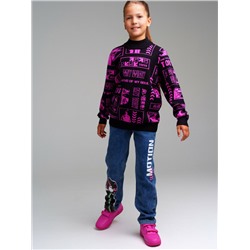 Брюки текстильные джинсовые утепленные флисом для девочек