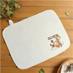 Коврик - сидушка для бани и сауны с принтом «Пар да веник дороже денег», 38×25 см, полиэфир 70%, шерсть 30%, «Добропаровъ»