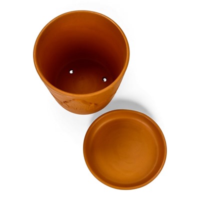 Горшок для цветов «Голландия», 2.6 л, d=17.5 см, h=16 см, керамический, с поддоном, коричневый