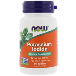 Now Foods, Йодид калия, 30 мг, 60 таблеток