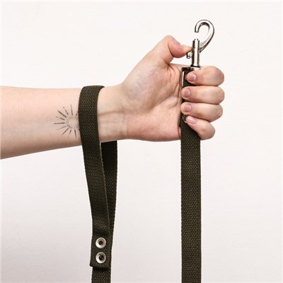 Брезентовый поводок, 3 м × 2 см, тёмно-зелёный