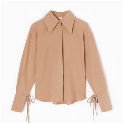 Рубашка женская с завязками MINAKU: Casual Collection, размер 50, бежевая