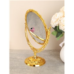Зеркало настольное ажурное двустороннее 31 см овал / YDW-11 /уп 48/золото