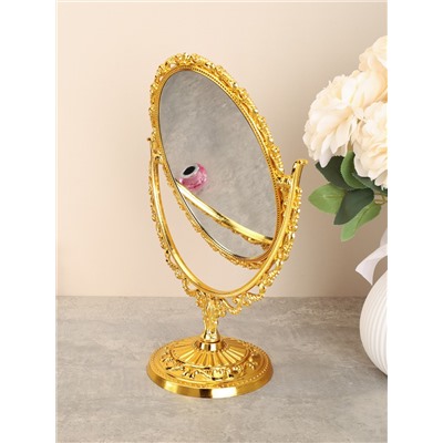 Зеркало настольное ажурное двустороннее 31 см овал / YDW-11 /уп 48/золото