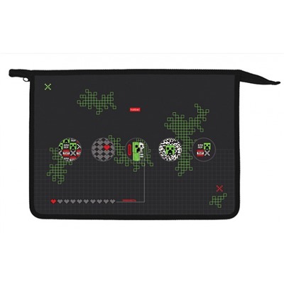 Папка для тетрадей А4 на молнии сверху пластиковая "Пиксель бум" (094804) 03051 Хатбер