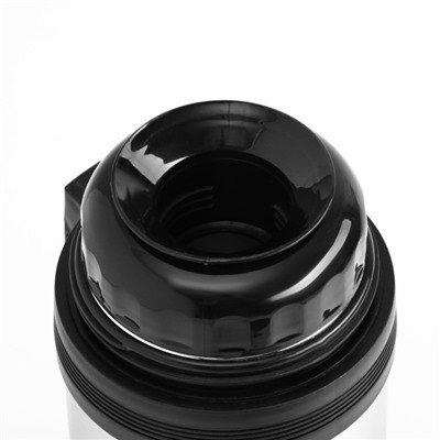 Термос универсальный, 1 л, 12.5×23.5 см, с широким горлом, на ремне, нержавеющая сталь, серебристый, чёрный