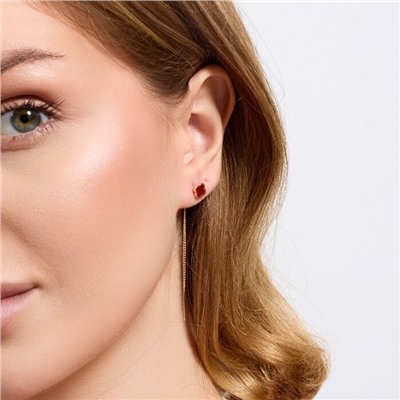 Серьги протяжки ювелирная бижутерия коллекция "Дубай", покрытие позолота, вставка: эмаль, цвет: красный, арт.314.927