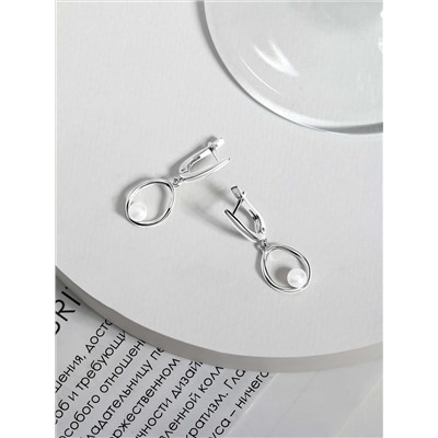 Серьги из серебра с пресноводным культивированным жемчугом родированные 925 пробы С-0103-158-12