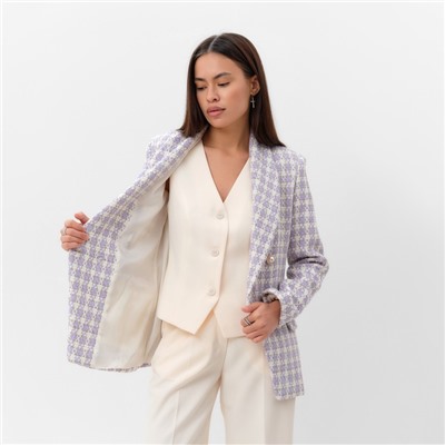 Пиджак женский твидовый двубортный MIST, размер 48, лиловый