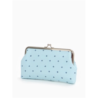 Косметичка на фермуаре, маленькая, с принтом, голубая