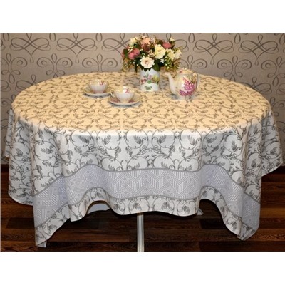 Скатерть "Льняной жаккард" 150*220 см. рогожка хлопок 100%