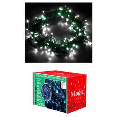 Светодиодная гирлянда Нить 10 м, 100 ламп, LED холодный белый, 8 режимов 92819 Феникс-Презент