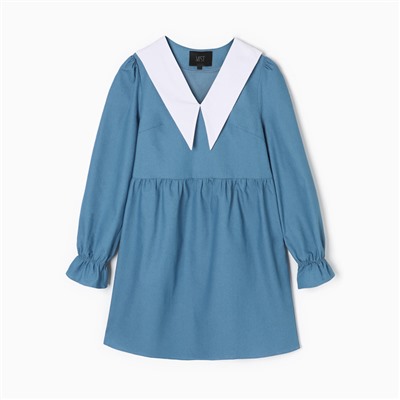 Платье мини женское джинсовое с воротником MIST, размер 48, голубое