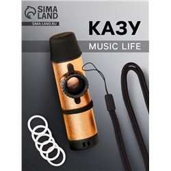 Казу музыкальный инструмент Music Life, золотистый