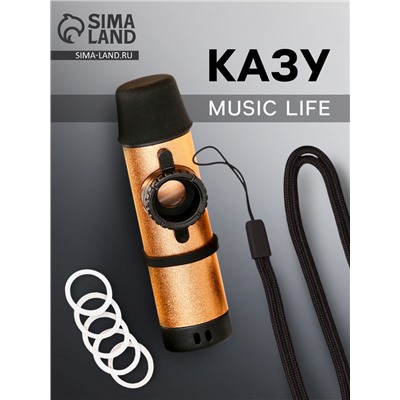 Казу музыкальный инструмент Music Life, золотистый
