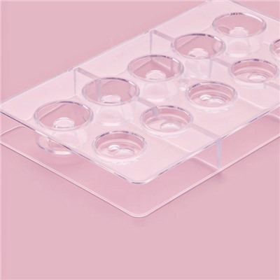 Форма для конфет и шоколада «Бабл», 10 ячеек, 20×12×2.5 см, d=2.5 см, d=2.7 см, прозрачная