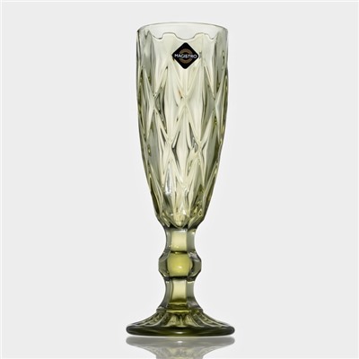 Бокалы для шампанского Magistro «Круиз», 160 мл, 7×20 см, стекло, набор 6 шт., зелёные