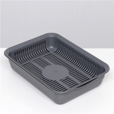 Туалет для кошек, 35.5×26×7 с, с сеткой, пластик, серый