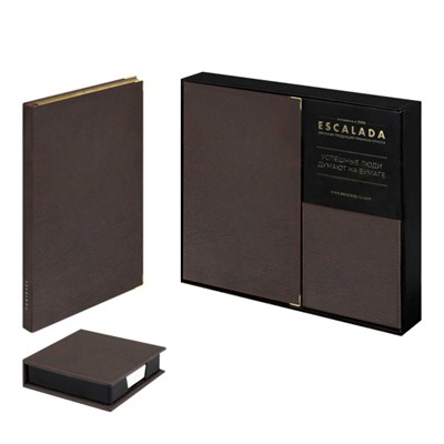 Подарочный набор Ежедневник недатированный А5 320стр. "ШЕВРЕТ ГЛОСС ТАБАЧНЫЙ" + подставка с блоком 70560 Феникс