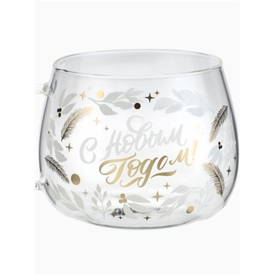 Кружка новогодняя стеклянная «С Новым годом! Чудесное время», 400 мл