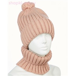 001223 F 1A Питео B Комплект женский флис (колпак+снуд) (56-58)