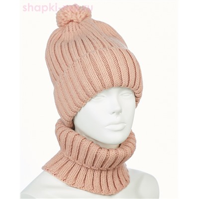 001223 F 1A Питео B Комплект женский флис (колпак+снуд) (56-58)