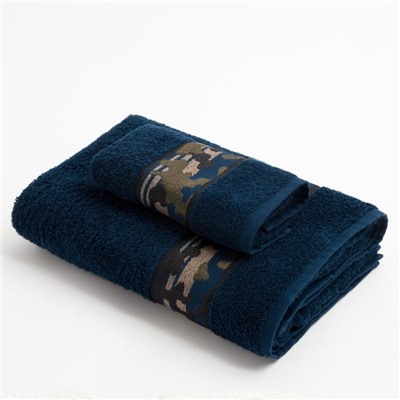 Полотенце махровое Love Life «Милитари» 30×60 см, цв. синий, 100% хлопок, 360 г/м²