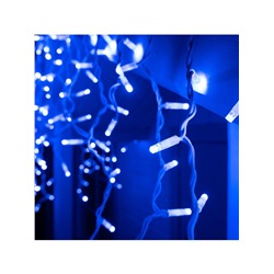 Гирлянда «Бахрома» 3×0.6 м, IP65, УМС, белая нить каучук, 108 LED, свечение синее, 220 В