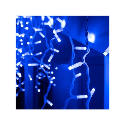 Гирлянда «Бахрома» 3×0.6 м, IP65, УМС, белая нить каучук, 108 LED, свечение синее, 220 В