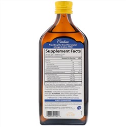 Carlson Labs, норвежская серия, самый лучший рыбий жир, натуральный лимонный вкус, 1600 мг, 500 мл (16,9 жидк. унции)